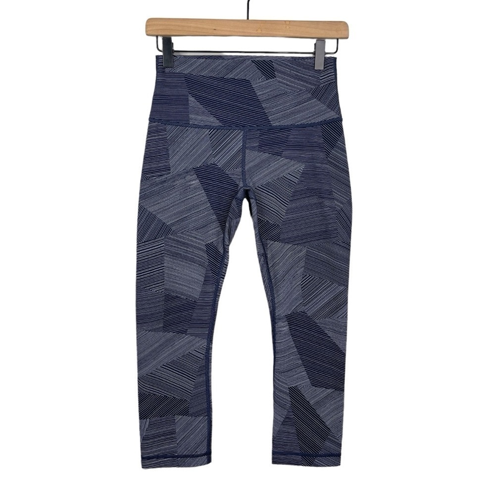 Lululemon Wunder Under Crop Leggings Womens 6 High Rise Printed Pull On Luxtreme